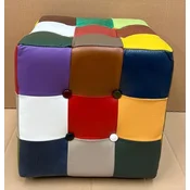 Casa Padrino Luxury Chesterfield Leather Stool Colorful 40 x 40 x H. 40 cm - Leather Footstool - Leather Cube Stool - Chesterfield Living Room - Leather Furniture - Luxury Furniture