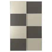 MEHAMN Par kliznih vrata, aluminijum dvostrano/tamnosiva sivo-bež, 150x236 cm