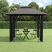 VIDAXL paviljon s stranskimi stenami (300x300x270cm, jeklo), antracit