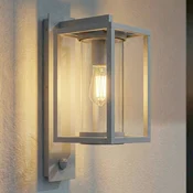 Zunanja stenska svetilka Lucande Ferda, senzor, okov spodaj, svetlo siva - Sodobni - Aluminij