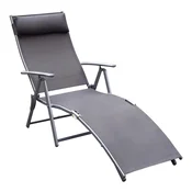 SONNENH Vrtni stol, kovina, siva, 137 x 63.5 x 100.5 cm, zložljiva izvedba, naslonjalo, za vrt ali teraso
