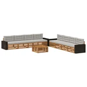 Set vanjskih sofa 9 pcs Prirodna i svjetlosiva Poliester