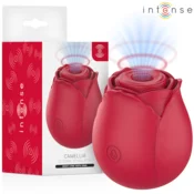 Intense KLITORALNI STIMULATOR Intense Camellia Red - sesalni vibrator, vakuum, silikon, 10 načinov, vrtnica