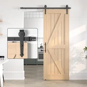 Nikcorp Sistem drsnih vrat SANKEYTEW Barn Door komplet, tirnica 274 cm, črna jeklena, najlonske rolnice tiho drsenje, max 120 kg, za širino krila 136,9 cm, debelina 3,5-4,5 cm