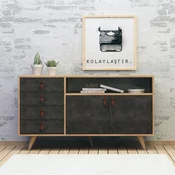 Wallity Komoda Pagina 140x86x40cm Hrast-Tamnosiva