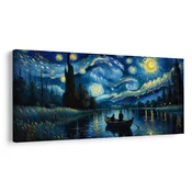 Slika zvezdna noč ob reki - 80x40
