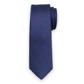 Moška ozka temno modra kravata s pikastim vzorcem 13494