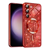 TPU gel ovitek Techsuit Luxury Glitter MagSafe za Samsung Galaxy S23 Plus - red