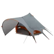 Vidaxl Teepee šotor za 5 oseb Siva in oranžna 415 x 415 x 247 cm