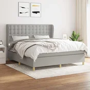 Greatstore Box spring postelja z vzmetnico svetlo siva 180x200 cm blago