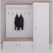 Casa Padrino country style solid wood wardrobe white/natural 205 x 65 x H. 210 cm - Solid wood wardrobe - Hall closet - Hall furniture - Solid wood wardrobe furniture - Country style furniture