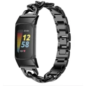INF Pašček za uro, združljiv s Fitbit Charge 3/4 iz nerjavečega jekla, črna, (21264893)