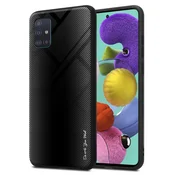 Cadorabo CADORABO Ohišje, združljiv s Samsung - Stripe Optics v Opal Black - Zaščitni pokrov iz silikona TPU in hrbta iz kaljenega stekla, (20574101)