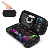 Zaščitna torbica za Nintendo Switch 2, trda lupina, prostor za 12 iger, notranji žep za dodatke, zadrga, odporna na udarce, črna, za mobilno igranje
