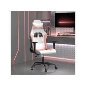 VIDAXL Gaming stol Bela in roza umetno usnje