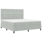 vidaXL vidaXL Box Spring postelja z vzmetnico svetlo siva super king žamet, (22052224)