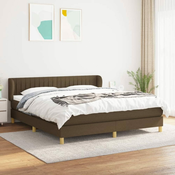 Greatstore Box spring postelja z vzmetnico temno rjava 180x200 cm blago