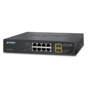 PLANET IPv6 Managed 8-Port 10/100/1000Mbps + 2-Port 100/1000X SFP Gigabit Ethernet switch (Internal Power Supply) (GSD-1020S)