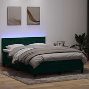 vidaXL vidaXL Box spring postelja z vzmetnico temno zelena 160x220 cm žamet, (21792188)