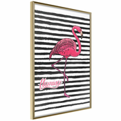 Poster - Flamingo on Striped Background 20x30