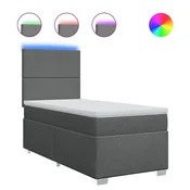 Vidaxl Box spring postelja z vzmetnico temno siva 90x190 cm blago