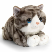 Plišani macic koji leži Keel Toys - Sivi, 25 cm