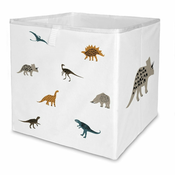 Bel tekstilni otroški organizator za igrače 32x32x32 cm Dino Friends – Butter Kings