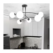 Luster na štapu PREGOS 6xE14/10W/230V crna/bela