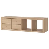 KALLAX Regal z 2 vstavkoma, s 4 predali/imitacija beljenega hrasta, 147x42 cm