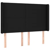 Vidaxl Vzglavje z ušesi črno 147x16x118/128 cm blago