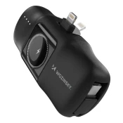 WOZINSKY Mini powerbank 5000mAh 15W iPhone Lightning in polnilnik za Apple Watch - črn