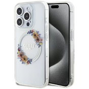 Guess GUHMP15LHFWFCT iPhone 15 Pro 6.1 transparent hardcase IML Flowers Wreatch MagSafe (GUHMP15LHFWFCT)