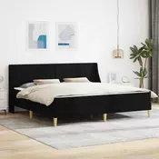 vidaXL Posteljni okvir z vzmetnico Črna 180 x 200 cm Poliester