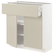 METOD / MAXIMERA Podni element s fiokom/2 vrata, bela/Havstorp bež, 80x37 cm