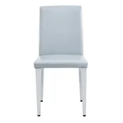 SONNENH Jedilni stoli, 4 v kompletu, 90 cm, svetlo siva, srebrne noge, PU oblazinjenje, preprosto visoko naslonjalo, 41 cm širok sedež in 4,5 cm debela blazina