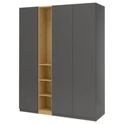 PAX/FORSAND Garderobni sestav, temno siva temno siva/imitacija hrasta, 185x60x236 cm