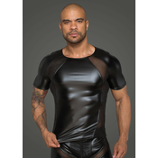 Noir Handmade H056 Mens T-Shirt Made of Powerwetlook with 3D Net Inserts M