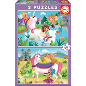 Otroške puzzle Samorog in Vila Educa 2x20 delov od 4 leta