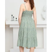 Resti Green short dress with a tiny floral pattern - Clothing