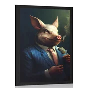 Plakat živalski gangster prašič - 30x45 black