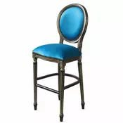 Casa Padrino luxury baroque bar stool blue/black/gold H. 127 cm - Baroque bar furniture