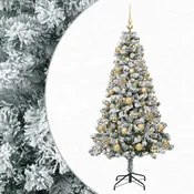 Vidaxl Umjetno božično drevo z okrasnimi kroglami 150 cm 150 LED
