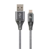 GEMBIRD CC-USB2B-AMmBM-1M-WB2 Premium bombažno pleten microUSB polnilni in podatkovni kabel 1 m, (5000263449)