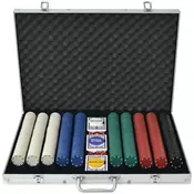 VIDAXL poker set s 1000 žetoni, aluminij