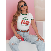 T-shirt damski z cekinami ROSAWIS biały Dstreet