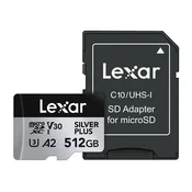 Lexar Pomnilniška kartica Lexar High-Performance Silver Plus microSDXC 512 GB + adapter