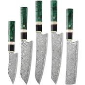 Set damašćanskih kuhinjskih noževa GR-39189 - 5 kom/Zelena KP39189