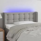Vidaxl vidaXL Vzglavje postelje z LED svetlo sivo 93x16x78/88 cm blago