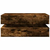 Greatstore Klubska mizica z LED lučkami dimljeni hrast 90x50x40 cm