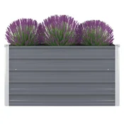 Vidaxl Dvignjeno cvetlično korito 100x100x45 cm pocinkano jeklo sivo
